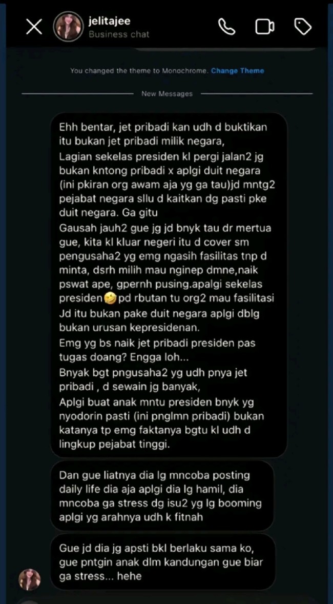 Chat Jelita Jeje yang viral. (Foto dari Tiktok/istimewa)