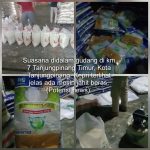 Suasana didalam gudang di km 7 Tanjungpinang Timur, Kita Tanjungpinang, Kepri terlihat jelas ada mesin jahit beras,(Potensi.news).