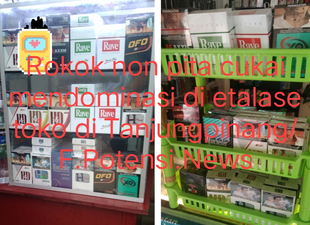Rokok non pita cukai mendominasi di etalase toko di Tanjungpinang. (F/ Potensi.news)
