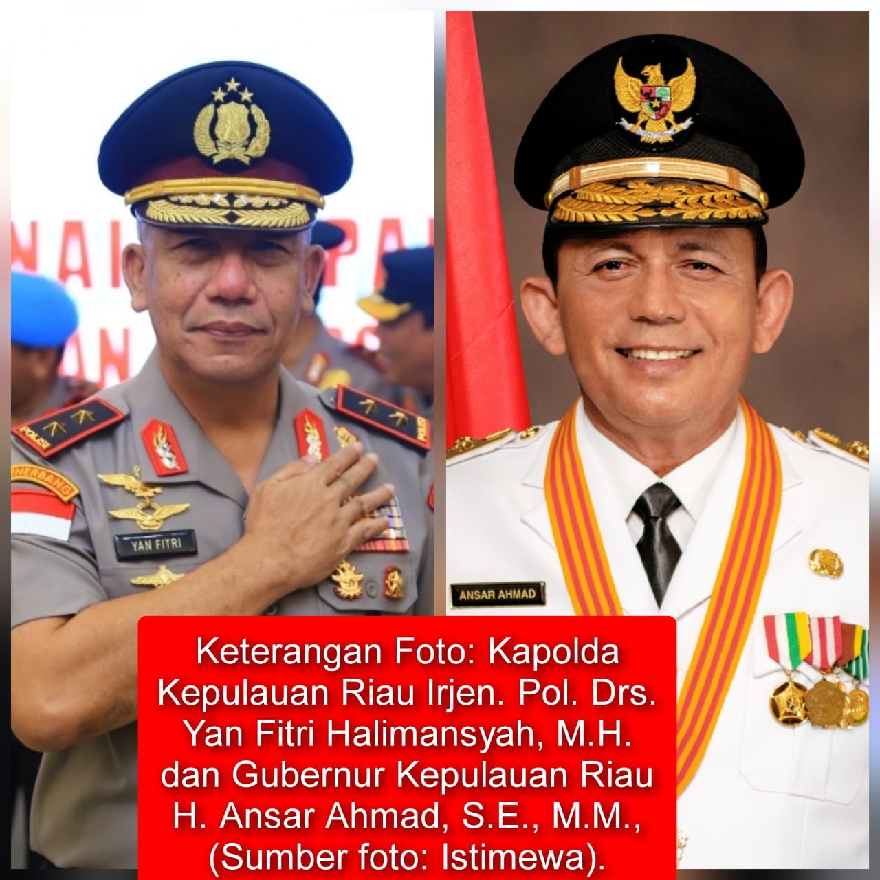 Keterangan Foto: Kapolda Kepulauan Riau Irjen. Pol. Drs. Yan Fitri Halimansyah, M.H. dan Gubernur Kepulauan Riau H. Ansar Ahmad, S.E., M.M., (Sumber foto: Istimewa).