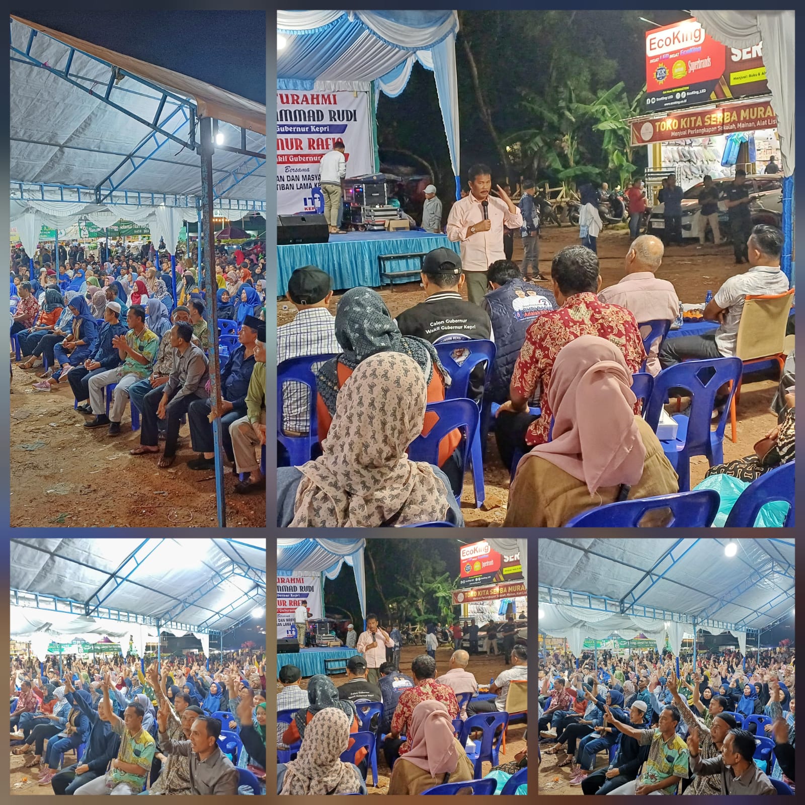 Acara silaturahmi dan Kampanye Dialogis Paslon Gubernur dan Wakil Gubernur (Kepri) nomor urut 2, HMR dan H Aunur Rafiq (Rudi- Rafiq/ 2R), di kawasan Pasar Tibancentre, Sekupang, Batam, Kepulauan Riau, (f/potensi.news).