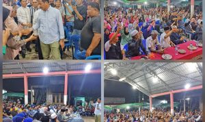 Masyarakat Kelurahan Sadai sangat antusias menghadiri Silaturahmi sekaligus Kampanye Dialogis Paslon Gubernur dan Wakil Gubernur Kepulauan Riau (Kepri), nomor urut 2, H Muhammad Rudi (HMR), dan H Aunur Rafiq (Rudi- Rafiq), (f/Potensi.news).