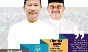 Dukungan dan kepercayaan masyarakat Kepulauan Riau (Kepri), kepada pasangan calon (paslon) Gubernur dan Wakil Gubernur Kepri nomor urut 2 H Muhammad Rudi (HMR) dan H Aunur Rafiq (Rudi-Rafiq), terus meningkat, (f/Potensi.news).