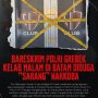 Petugas Bareskrim Polri memasang garis polisi di area HH Club Planet 3.0 Pub & KTV, Batam, yang diduga menjadi lokasi pengungkapan kasus peredaran narkoba. Dalam operasi tersebut, petugas mengamankan 32 orang yang terdiri dari tersangka dan saksi serta menyita sejumlah barang bukti narkotika (potensi.news).